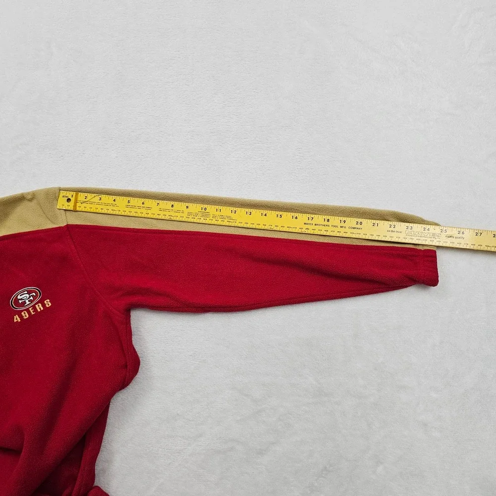 San Francisco 49ers Quarter Zip Fleece Mens M NFL Team‎ Apparel Red Tan Pullover